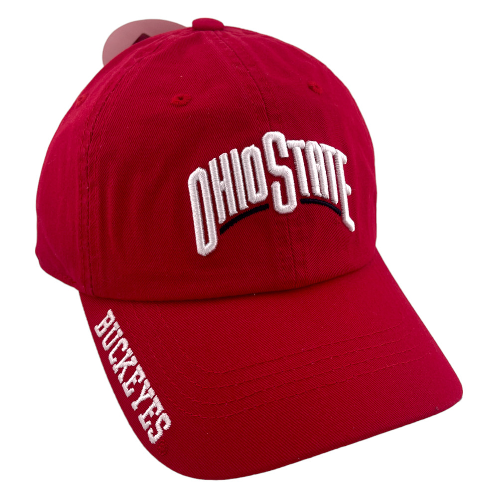Ohio State University Buckeyes NCAA Script Logo Red Adjustable Dad‎ Hat Cap